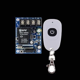 DC 12V 14V 15V 16V 18V 24V 36V 48V Relay Receiver 40A RF Remote Control Switch Learning Code + White One Remote Transmitter