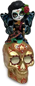 The Hamilton Collection Soulful Spirits Figurine Collection Issue #11: Spirit of The Elegant Poise Glow in The Dark Sugar Skull Decor by Jasmine Becket-Griffith 6-inches