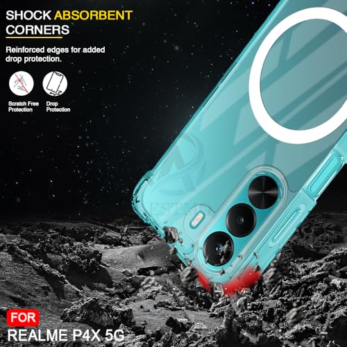 Image of AESTMO Clear Back Cover for Realme P4X 5G | 360 Protection | Transparent Back Cover for Realme P4X 5G (PC + TPU, Compatible with MagSafe Accessories, Transparent Bumper)