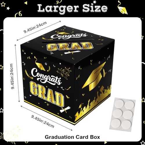 Image of 9.45Inch Large Black Gold Graduation Card Box, Back to School Gifts | Ideal 2026 Grad & Back to School Gifts, Fits High School, College & Masters, Dorm Decor & Party Favors For Class of 2026