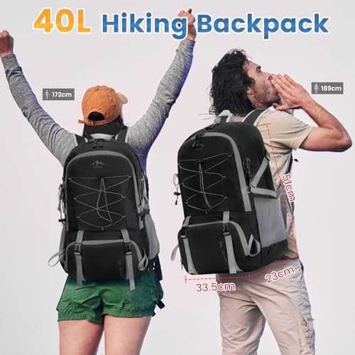 RAINSMORE Hiking Backpack 40L Lightweight Foldable Backpack for Men Women Waterproof Camping Rucksack Daypack for Climbing Walking Cycling Sports Outdoor - Image 3
