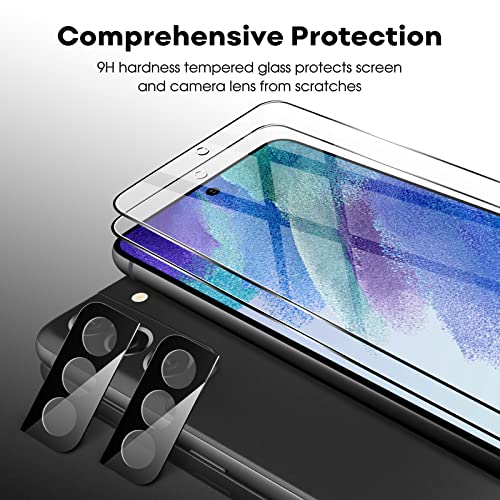 Image of JETech Screen Protector Guard for Samsung Galaxy S21 FE, 2+2 Pack | with Camera Lens Protector, HD Clear Tempered Glass, Anti-Scratch Protection, Easy Installation Tool