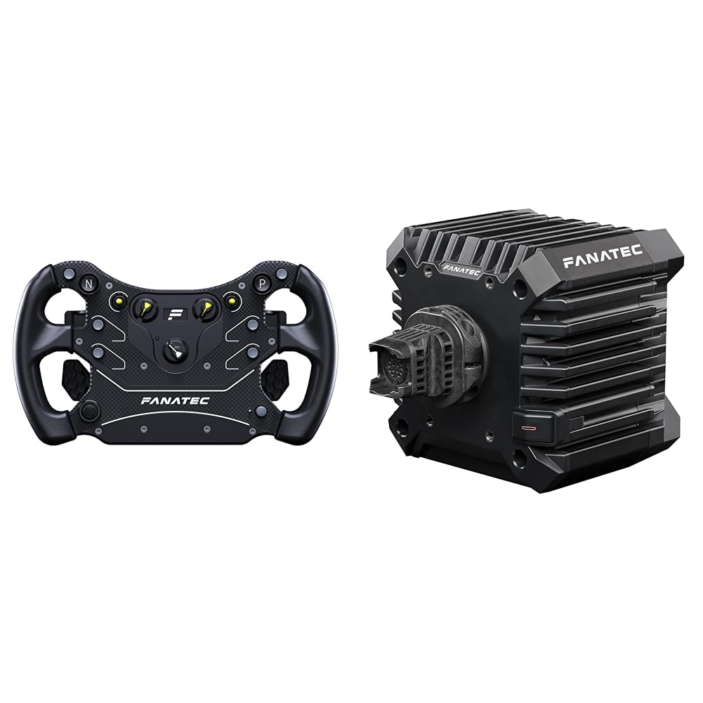 FANATEC Sim Racing CSL Volante GT3 + CSL DD QR2 Wheel Base – Empuñaduras de Goma Sobremoldeada, Base Direct Drive 5 Nm – PC