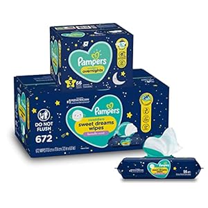 Overnight Diapers Size 3, 66 Count and Baby Wipes – Pampers Swaddlers Overnights Disposable Baby Diapers and Wipes, 12X…