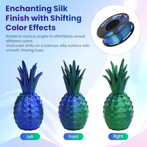 Image of FLASHFORGE Silk Bi-Color PLA Filament 1.75mm, Coextrusion Bright Blue & Green Dual Color Multicolor 3D Printer Filament, Enchanting Silk Finish with 360 Multicolor Shifting Color Effect