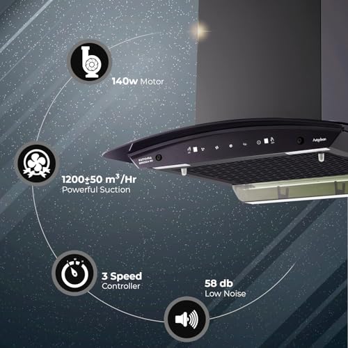 Image of Kutchina Brezza 90 Filterless Autoclean Chimney for Kitchen | Intelligent Auto Clean | 1200 m /hr Suction | Touch Control + Wave Sensor | Oil Collector | Warranty 9yrs on Motor, 5yr on Product