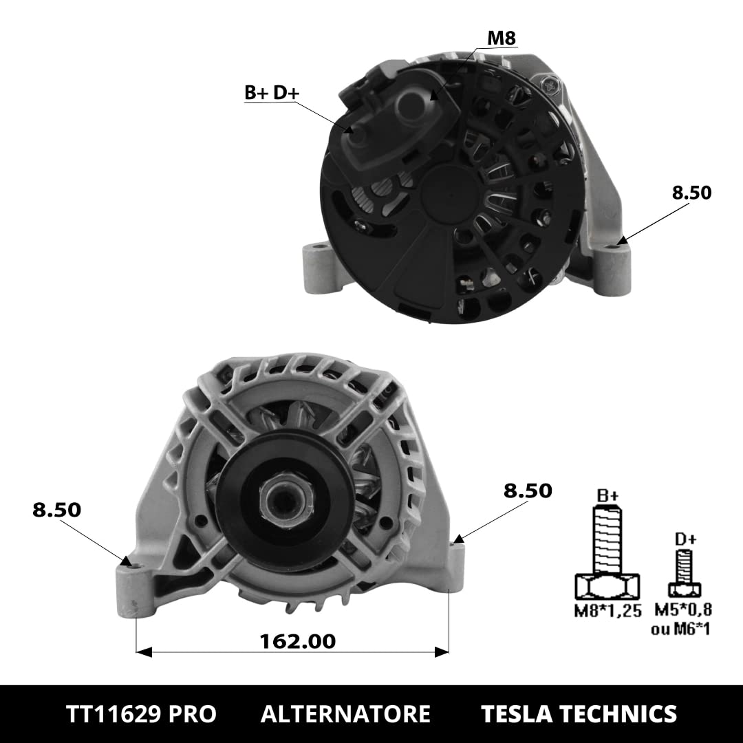 TT11629 PRO Alternatore per auto 12V, alternatore 75A. Compatibile con FIAT, ALFA ROMEO, FORD, ABARTH. Eccellente rapporto qualità-prezzo. Installazione facile e garanzia.