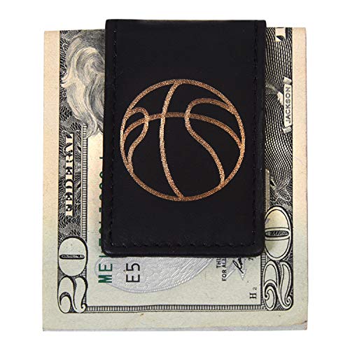 Image of LB LEATHERBOSS Men's New Leather Strong Magnetic Money Clip (Basketball)