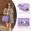 VASCHY Canvas Tote Bag for Women, Casual Sturdy Work Satchel Teachers Tote Purse with Zippers Pockets Crossbody Shoulder Bag,Purple #3