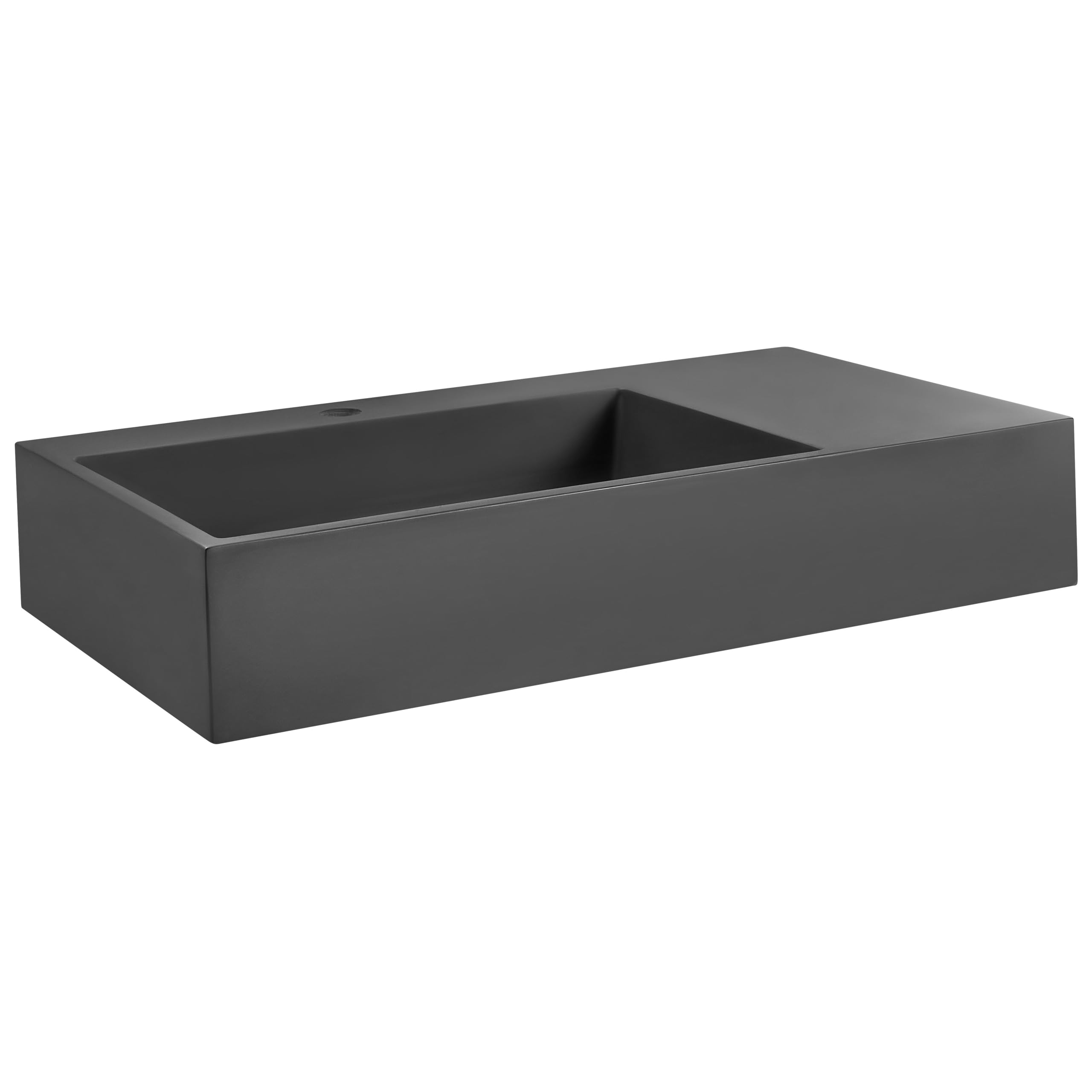 Lavabo suspendido de pared clásico rectangular fundición mineral acabado mate 75 x 43 cm negro Cusco