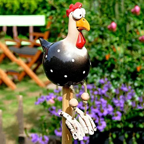 OKESYO Keramik Huhn Gartendeko Harz Gartenstecker Tierfigur Handarbeit Keramikfigur Terrasse Wetterfest
