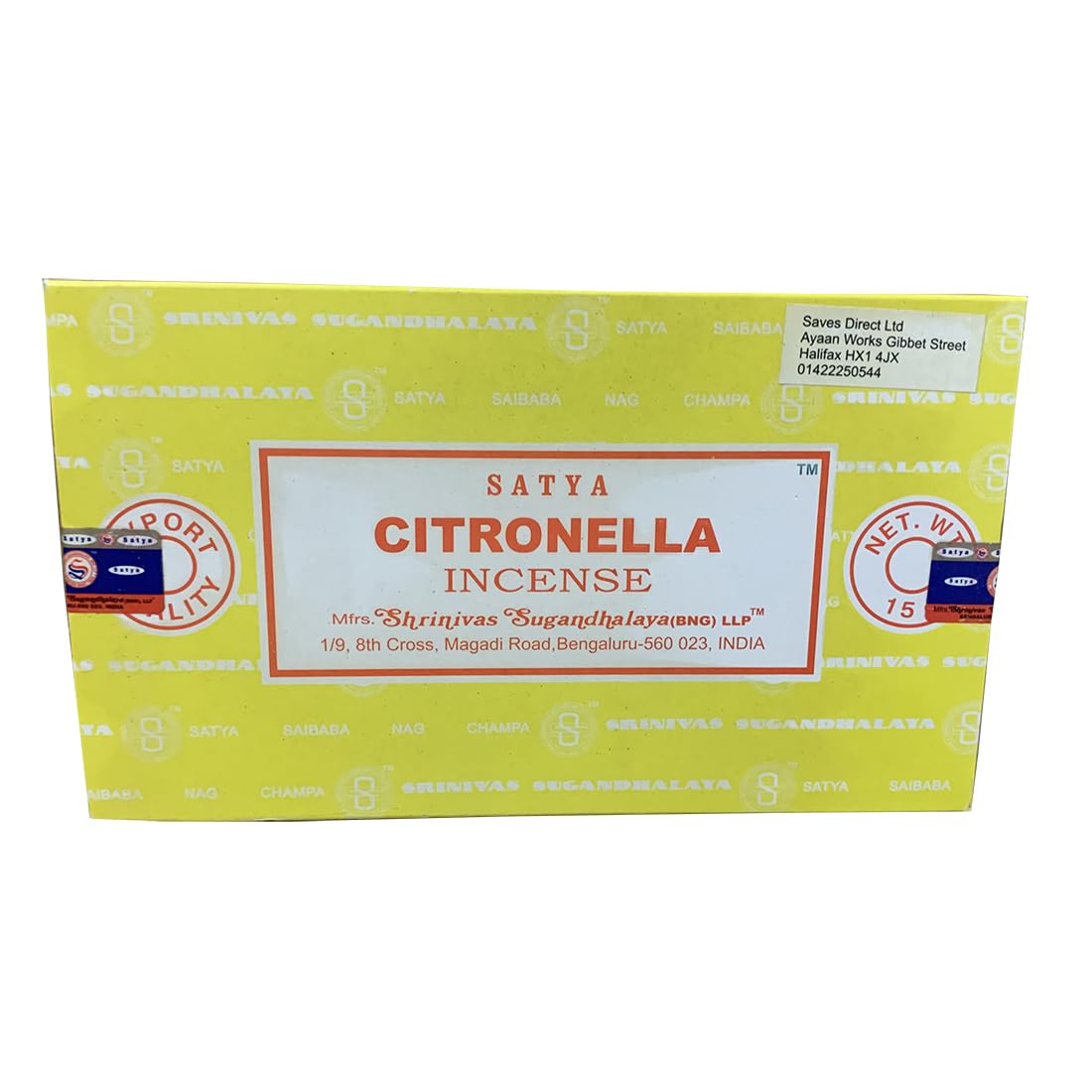 Giftlocaluk Fresh, Citrusy, Insect-Repelling Herbal Satya Citronella Incense Sticks - Natural Mosquito Repellent & Refreshing Outdoor Aroma 240 Sticks (12X20)