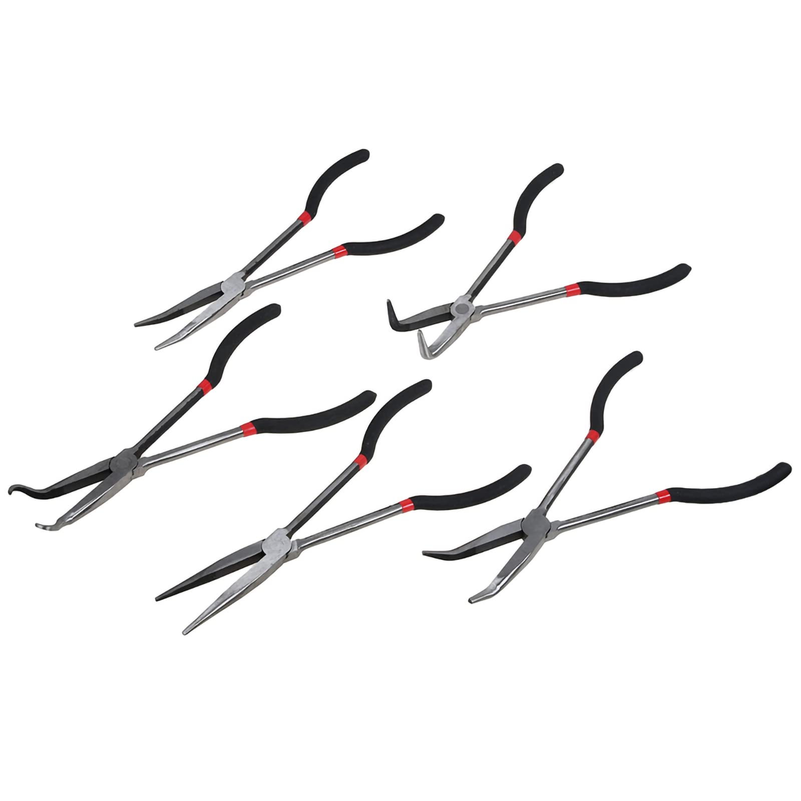 Juego de alicates de punta fina, 5 piezas, alicates para nariz redonda para coche, juego de alicates largos, 11"/180 mm