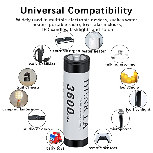 6Pcs 18650Rechargeable Battery, 3.7V Lithium 18650Battery. (3600Mah，Button Top) #TOP1