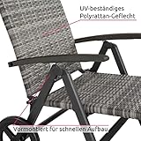 TecTake 800722 Aluminium Poly Rattan Sonnenliege mit Armlehnen und Rollen, klappbar, Gartenliege mit höhenverstellbarer Rückenlehne – Diverse Farben – (Grau | Nr. 403219) - 6