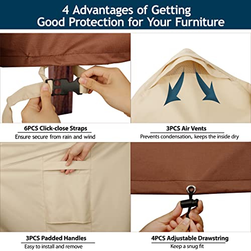 Westblue Patio Outdoor Sectional Cover Outdoor Patio Furniture Covers Waterproof Rip-Stop Anti-Uv 600D Heavy Duty Outdoor Couch Cover With 3 Air Vent Sofa Cover (V-Shaped-105''X105'') #TOP2