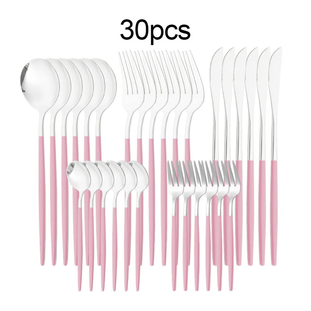 Juego de cubiertos de acero inoxidable, vajilla, cubiertos, utensilios para cocina, 30 piezas, estilo 3