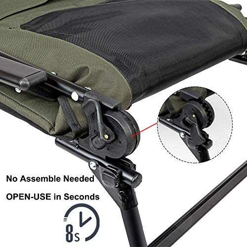 Silla de Pesca VINGLI Heavy Duty con Reposapiés, Silla de Camping Sobredimensionada con Respaldo Ajustable de 160° para Exterior/Jardín/Bosque miniatura 5