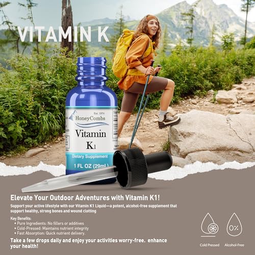 Image of Vitamin K1 Liquid Drops - Made in USA - Natural High Potency Phylloquinone for Men, Women, Children, & Newborns Great for Dark Undereye Circles - Bulk Sizes Also Available