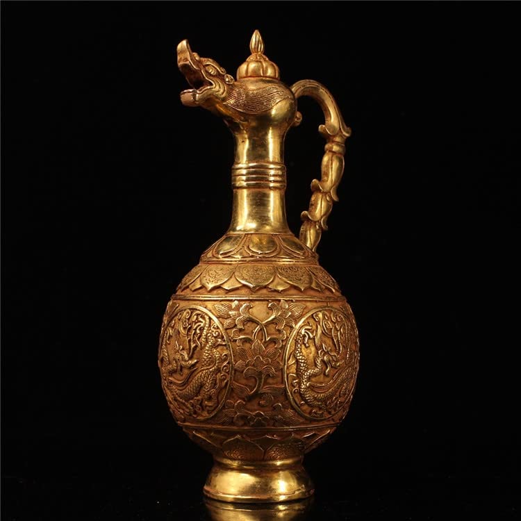 Amazon.co.jp: LAOJUNLU ネパール工芸純銅金宮殿皇室絶妙な龍ジャグ