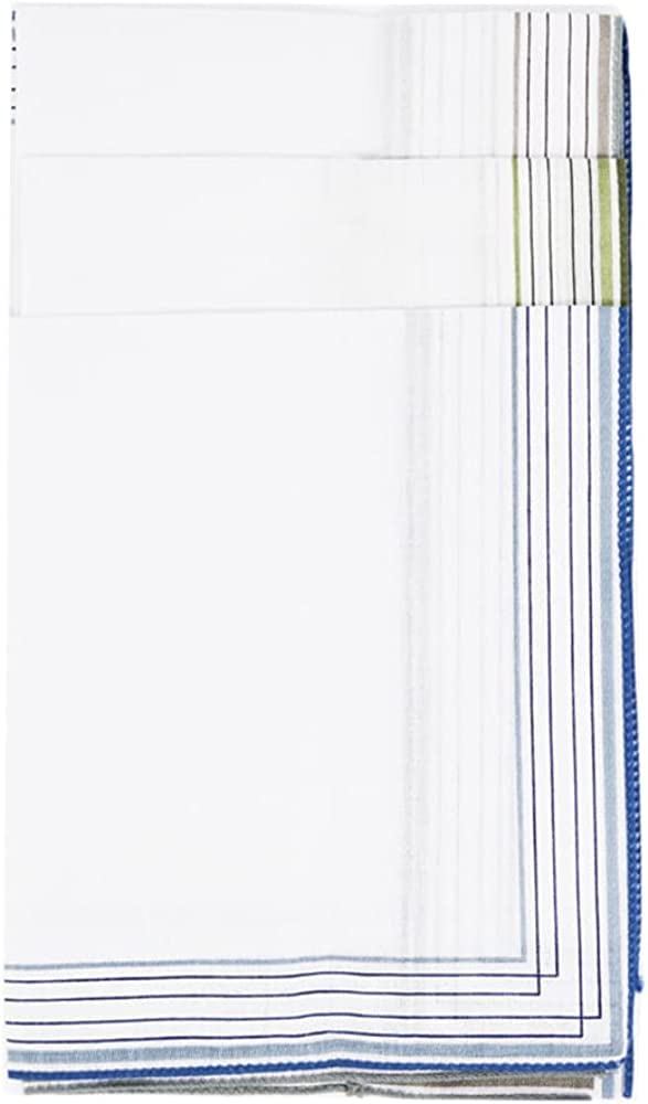 Kav Men's White Pack Of 10 Polycotton Handkerchief With With Imprinted Border Detail - 36X36 Cm Polycotton Multifunctional Large Pocket Squares Hankies For