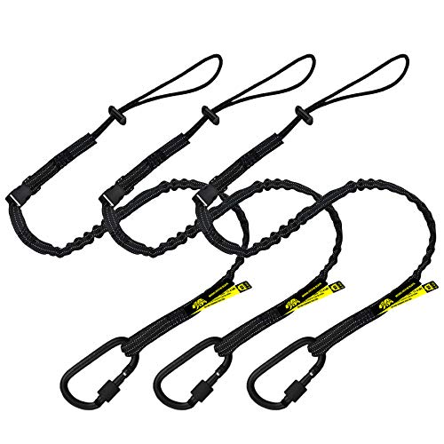 BearTOOLS Interchangeable Quick Switch Tool Safety Lanyard – 3 in 1 - Safety Fall Protection – Aluminium Screw Lock – Twin Locking Attachments - Ultra-Sturdy (Black 3PK)