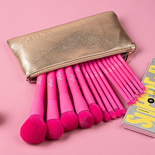 Set di pennelli da trucco, colorati, 15 pezzi