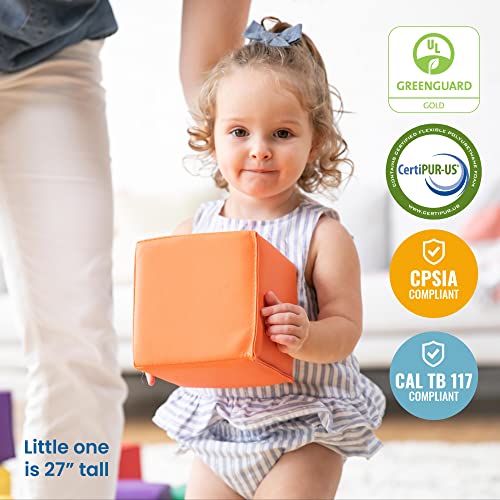 image for ECR4Kids SoftZone Patchwork Toddler Building Blocks, Foam Cubes, Assor