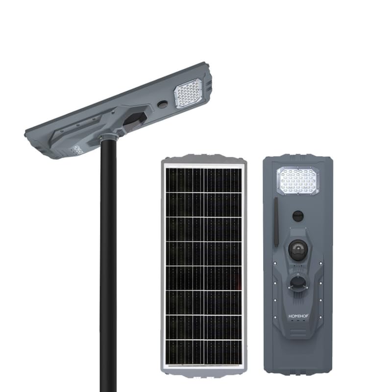 Image of Homehop Solar Light Outdoor Home Garden 300W Security Camera Street LED Lamp | Solar Street Light Outdoor Waterproof Automatic Motion Sensor for Road and Ground (75000mAh, Aluminium Alloy, Cool White)