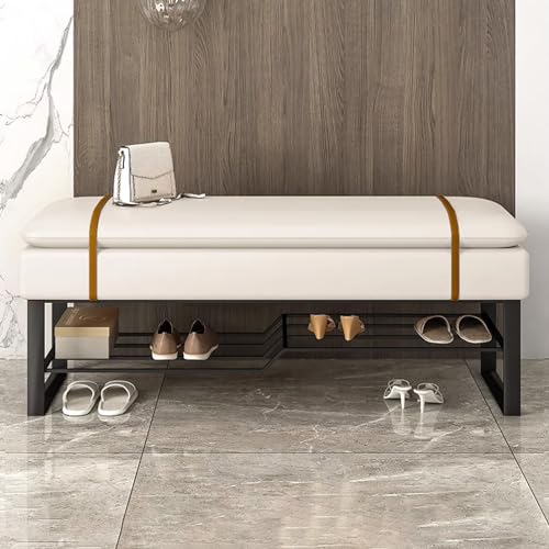 Zapatero de entrada, banco otomano con almacenamiento de cuero, banco de zapatos para pasillo, dormitorio, sala de estar (100 cm)