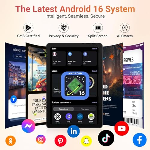 Image of URAO Tablet,10.1 inch Android 16 Tablet Octa-core 36GB+128GB Dual Camera | 1280x800 IPS HD Touchscreen 6000mAh Battery Wi-Fi 6,BT 5.4 GMS 36GB(6+30) RAM 128GB ROM Support 1TB Expansion 5MP+8MP cameras