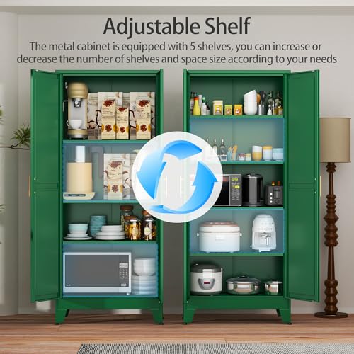 Greenmetalstoragecabinetkitchenpantrystoragecabinetwithdoorsand5adjustableshelves61steellockerstoragecabinetkitchenlivingroomlaundryroomanddinningroom  Urban Country Home Decor Green metal storage cabinet kitchen pantry storage cabinet with doors and 5 adjustable shelves 61 steel locker storage cabinet kitchen living room laundry room and dinning room  urban country home decor