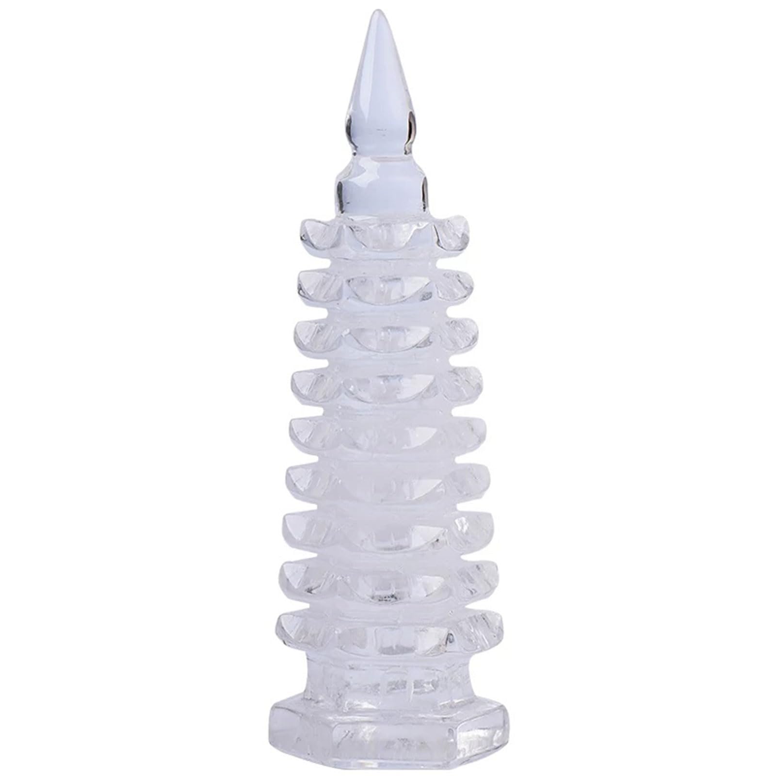 Natürlicher klarer Quarz Fengshui 9-stufige Pagodenstatue Dekor