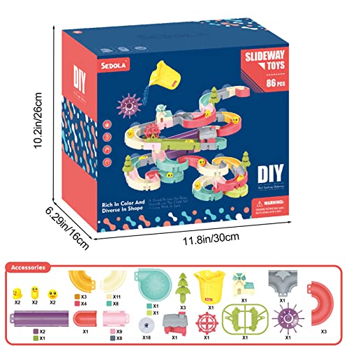 Badespielzeug Badewanne, Wasserbahn Badespielzeug, Badewannen Spielzeug Rutsche, DIY-Enten-Rutschen-Set, Dusch Badespielzeug, Niedliche Kleine Entenrutsche, Für Kinder Badespaß Geschenk, 86 Stück