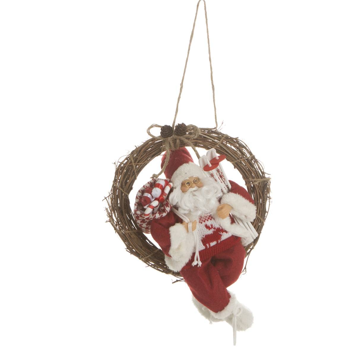 Gai Père Noël Claus Sur Bonbons Canne Balançoire, Noël Joie, Couper En Dehors Transparent