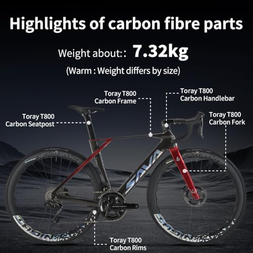 SAVADECK R9 Di2 Full Carbon Road Bike, Carbon Fiber Frame