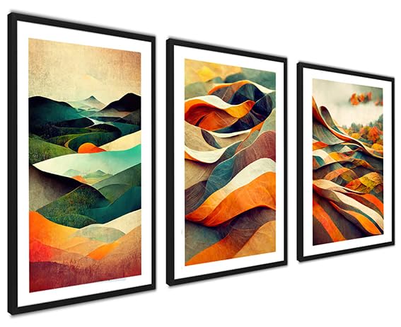 ag.art deco Pack of 3 Wall Art 30x40cm Black Frame Wall Decor Modern Design — image 1