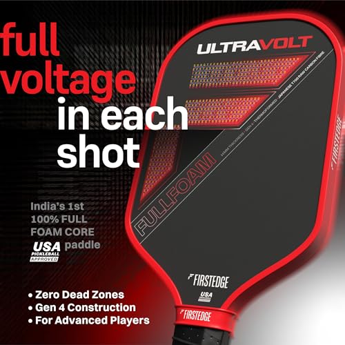 Image of UltraVolt Full Foam Core USAPA Approved Gen 4 | Japanese Toray T700 Carbon Fibre Pickle Ball Racket | Thermoformed | Pickleball Paddle Premium PU Racket Cover Included (14MM)