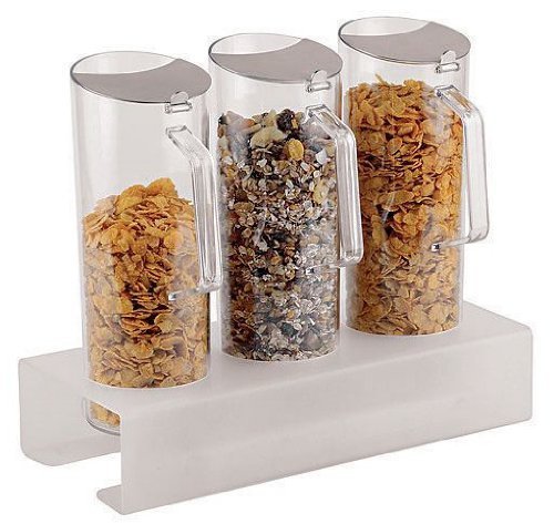 APS Paderno World Cuisine Plexiglass Cereal Jug Trio and 12-5/8-Inch Tall Base, 1.6-Quart/EA by APS Paderno World Cuisine