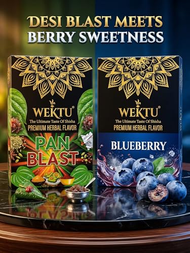 Image of WEKTU Premium Herbal Hookah Flavour, Pan Blast and Blueberry, No Tobacco, No Nicotine, Pure Plant Extracts