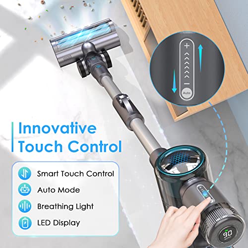 Oraimo Cordless Vacuum Cleaner, Cordless Stick Vacuum With 27 Kpa Cyclonic Suction, 380W Brushless Motor, Up To 50Mins Runtime, Led Display, 8-In-1 Handheld Vacuum For Floors Carpets Stairs Baseboards #TOP2