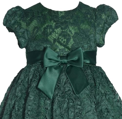 Bonnie Jean Girls 2T-6X Embroidered Lace Satin Bow Waist Dress2
