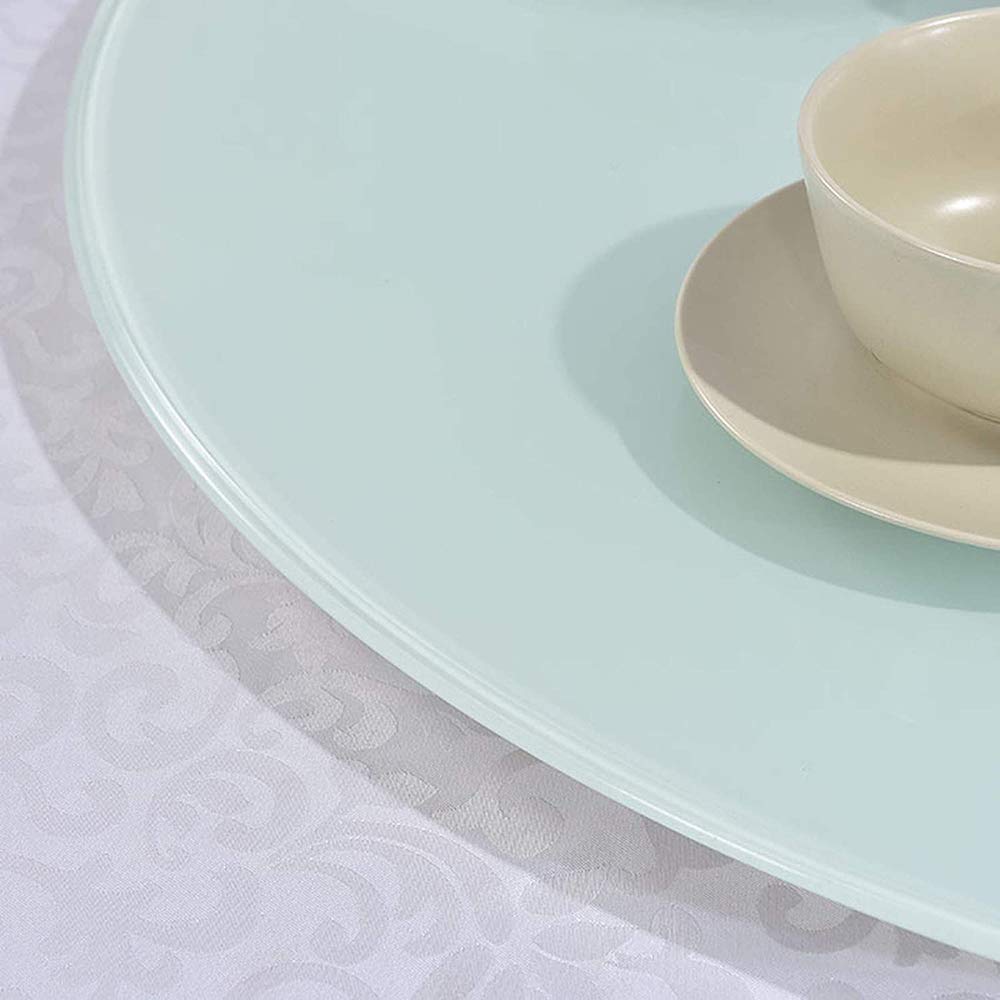 Plateau tournant en Verre trempé Table Ronde Lazy Susan Table de Salle à Manger Plateau de Service Plateau Rotatif Robuste 60-120 cm Grand Plateau d'affichage, Silencieux/Non incliné - Blanc
