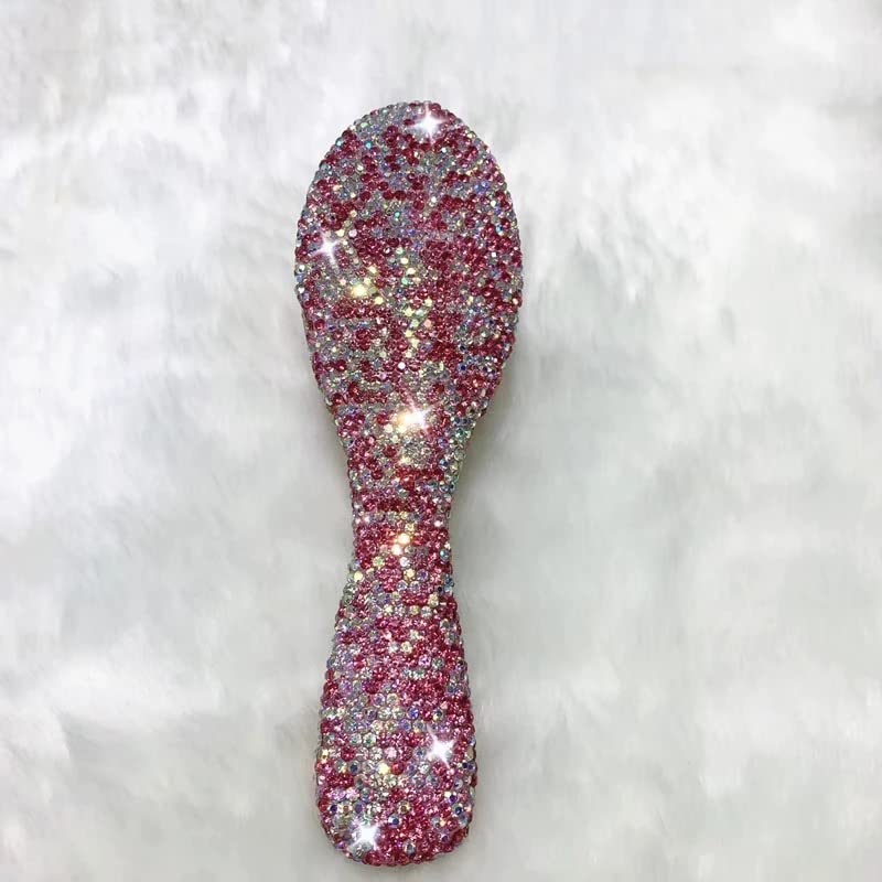 TISHAA Bling Dazzling Rhinestone Crystal Detangling Portable Anti Frizz Brush (Pink)