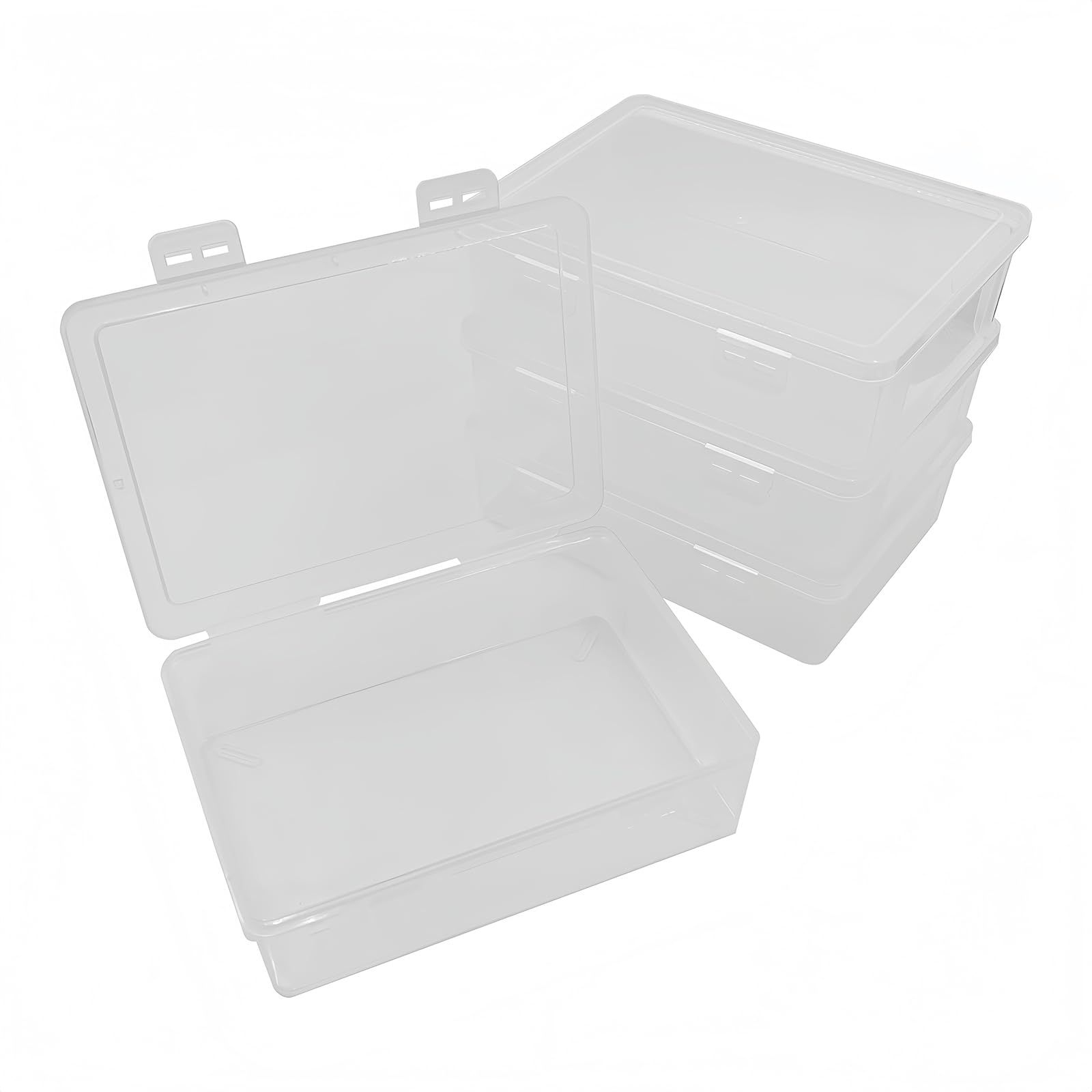 WYAN 4pcs A5 Storage Boxes with Lids, Plastic Box, Stackable Storage Box, Clear Storage Boxes with Lids, for Home Office