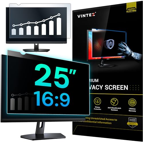 VINTEZ Pantalla de privacidad de 25 pulgadas 16:9 para monitor de computadora y laptop, película protectora antirreflejos, filtro de luz azul, protección ocular, protector de privacidad para pantalla