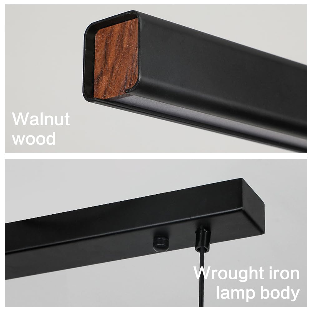 linéaire LED Noir, Barre Lumineuse Suspendue, plafonnier Minimaliste, luminaire d'îlot de Cuisine, Longue Bande Suspendue pour Lampes de Table de Salle à Manger de Bureau