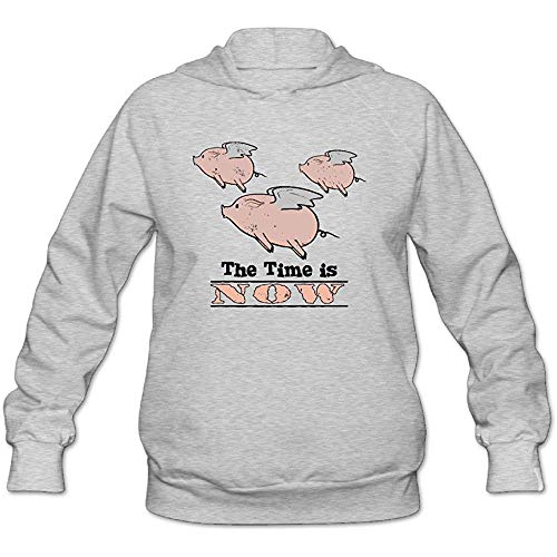 aixin The Time Is Now Funny Flying Pig Women's Hooded Sweatshirt