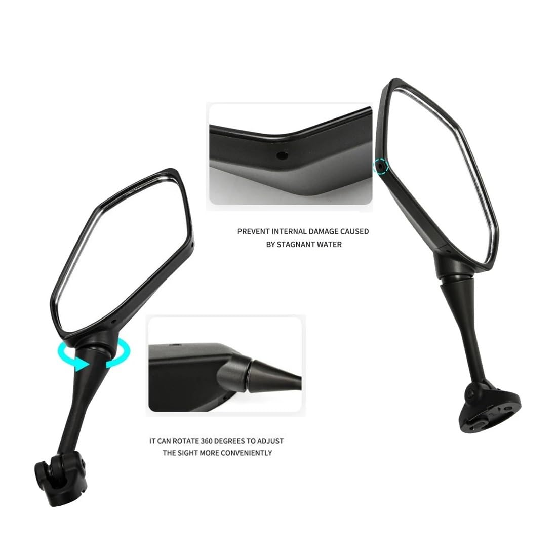 1 Par De Espejos Retrovisores Universales ABS Para Motocicleta, Deportivos, Color Negro, Para Manillar De Scooter Y Motocross Retrovisor moto