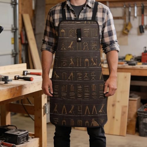 Delantal de trabajo resistente con diseño jeroglífico y 8 bolsillos miniatura 5